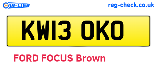 KW13OKO are the vehicle registration plates.