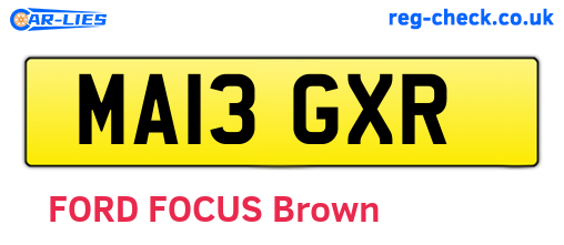 MA13GXR are the vehicle registration plates.