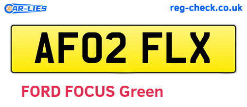AF02FLX are the vehicle registration plates.
