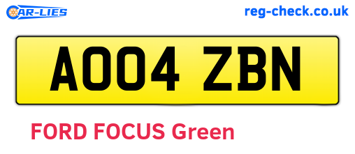 AO04ZBN are the vehicle registration plates.