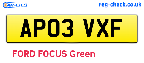 AP03VXF are the vehicle registration plates.