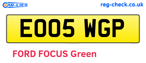 EO05WGP are the vehicle registration plates.