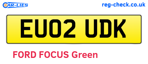 EU02UDK are the vehicle registration plates.
