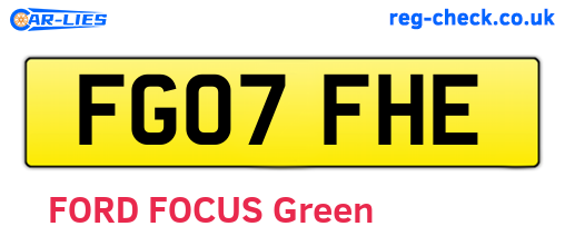 FG07FHE are the vehicle registration plates.
