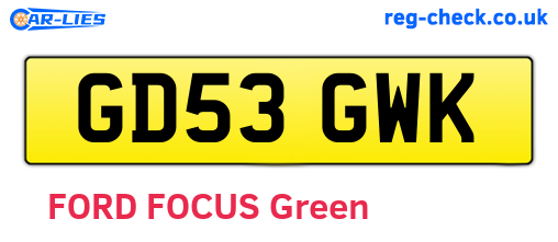 GD53GWK are the vehicle registration plates.