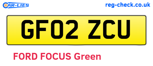 GF02ZCU are the vehicle registration plates.