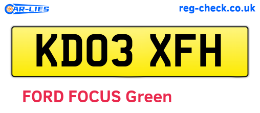 KD03XFH are the vehicle registration plates.