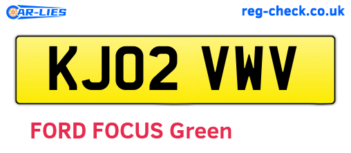 KJ02VWV are the vehicle registration plates.