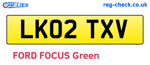 LK02TXV are the vehicle registration plates.
