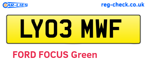 LY03MWF are the vehicle registration plates.
