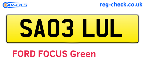 SA03LUL are the vehicle registration plates.