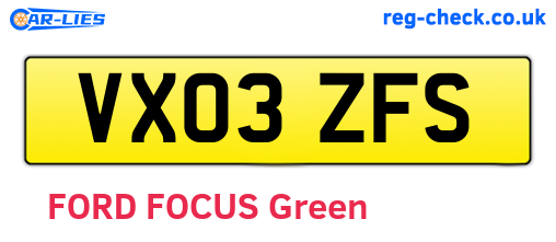 VX03ZFS are the vehicle registration plates.