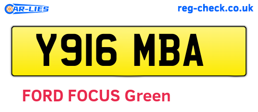 Y916MBA are the vehicle registration plates.