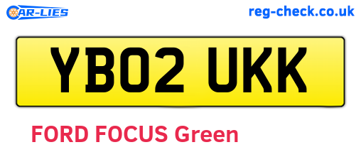 YB02UKK are the vehicle registration plates.