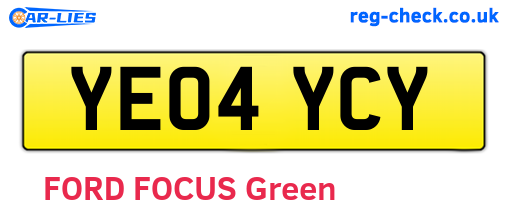 YE04YCY are the vehicle registration plates.
