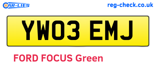YW03EMJ are the vehicle registration plates.
