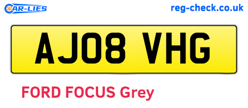AJ08VHG are the vehicle registration plates.