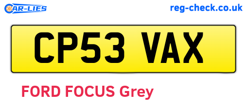 CP53VAX are the vehicle registration plates.