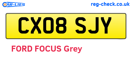CX08SJY are the vehicle registration plates.