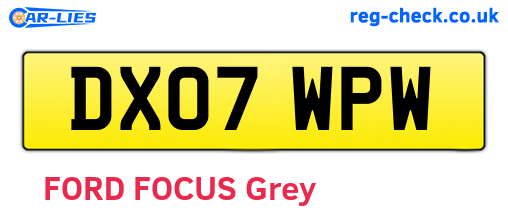 DX07WPW are the vehicle registration plates.