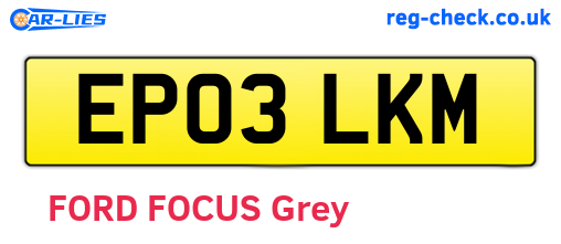 EP03LKM are the vehicle registration plates.