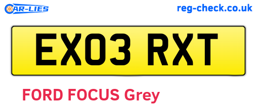 EX03RXT are the vehicle registration plates.