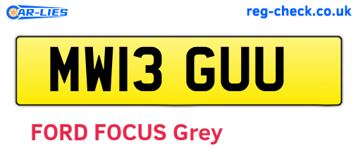 MW13GUU are the vehicle registration plates.