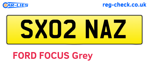 SX02NAZ are the vehicle registration plates.