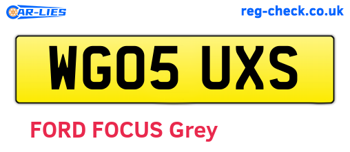 WG05UXS are the vehicle registration plates.