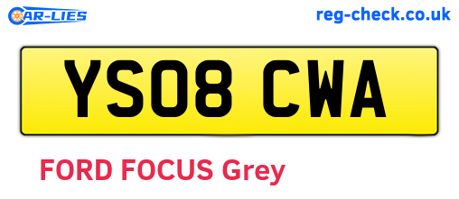 YS08CWA are the vehicle registration plates.