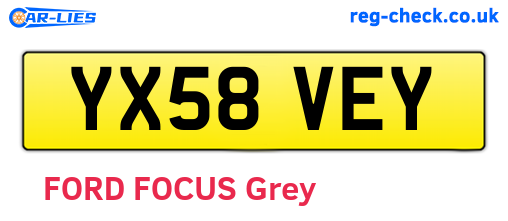 YX58VEY are the vehicle registration plates.