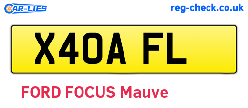 X40AFL are the vehicle registration plates.