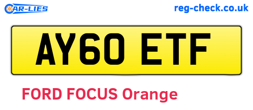 AY60ETF are the vehicle registration plates.