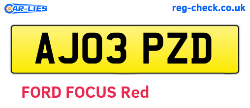 AJ03PZD are the vehicle registration plates.