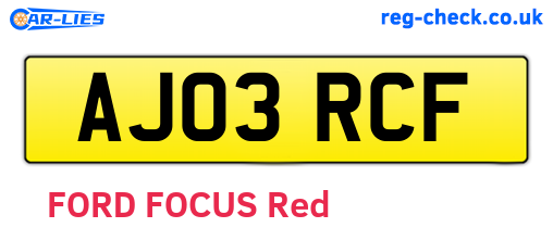 AJ03RCF are the vehicle registration plates.