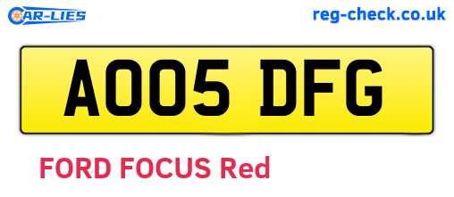 AO05DFG are the vehicle registration plates.