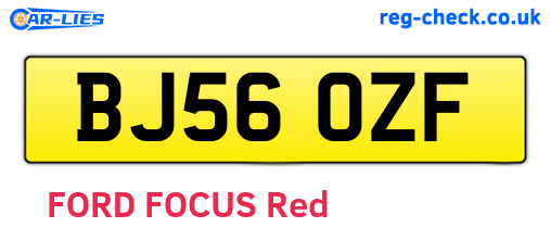 BJ56OZF are the vehicle registration plates.