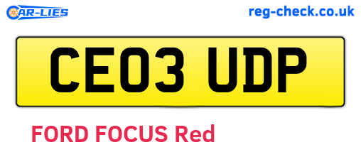 CE03UDP are the vehicle registration plates.