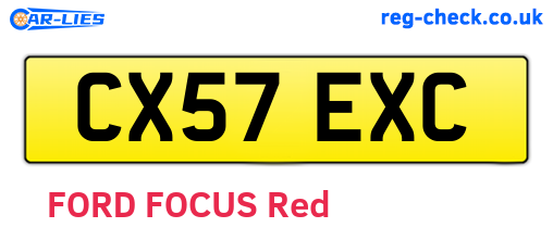 CX57EXC are the vehicle registration plates.