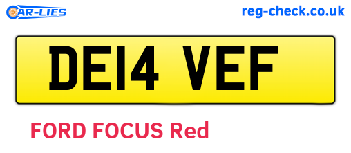 DE14VEF are the vehicle registration plates.