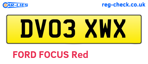 DV03XWX are the vehicle registration plates.