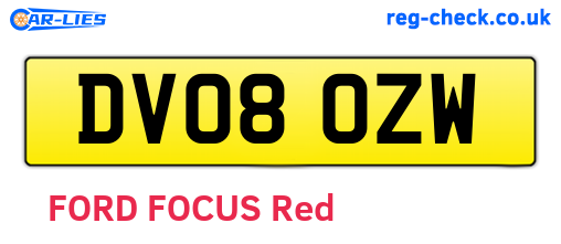 DV08OZW are the vehicle registration plates.