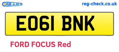 EO61BNK are the vehicle registration plates.