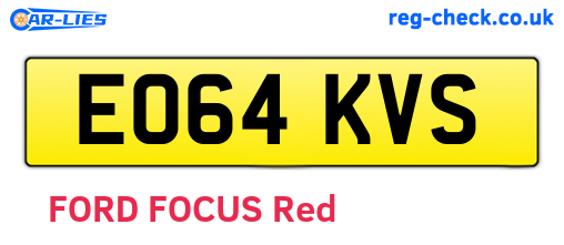 EO64KVS are the vehicle registration plates.