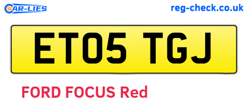 ET05TGJ are the vehicle registration plates.