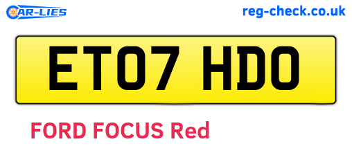 ET07HDO are the vehicle registration plates.