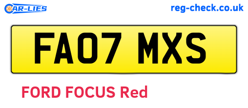 FA07MXS are the vehicle registration plates.