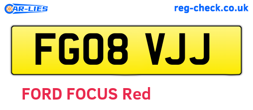 FG08VJJ are the vehicle registration plates.