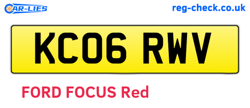 KC06RWV are the vehicle registration plates.