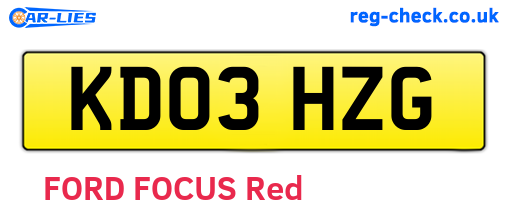KD03HZG are the vehicle registration plates.